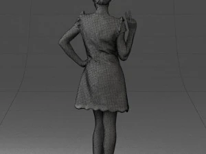 000532 Woman Showing Peace Sign Casual Female Character 3D Model