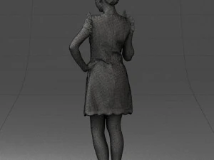 000532 Woman Showing Peace Sign Casual Female Character 3D Model