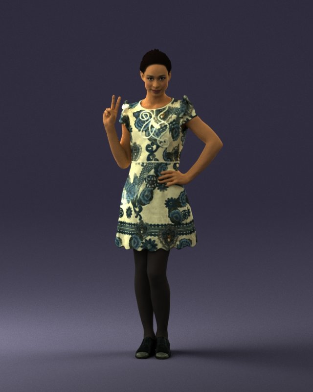 woman in dress 0196 3d print ready Modello di stampa 3D .c4d .max .obj .3ds .fbx .stl .blend 