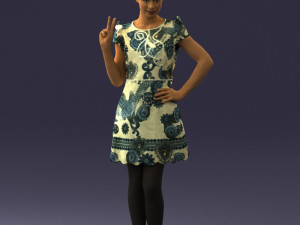 woman in dress 0196 3d print ready Modello di stampa 3D