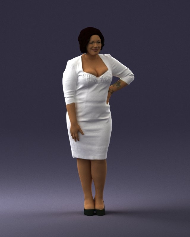woman in white dress 1099 Modelo 3D .c4d .max .obj .3ds .fbx .stl .blend 
