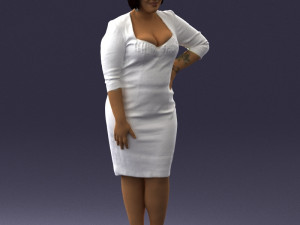woman in white dress 1099 Modelo 3D