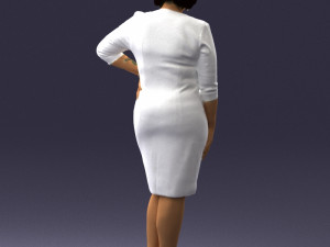 woman in white dress 1099 Modelo 3D