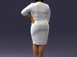 woman in white dress 1099 Modelo 3D