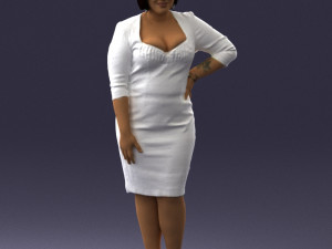 woman in white dress 1099 Modelo 3D