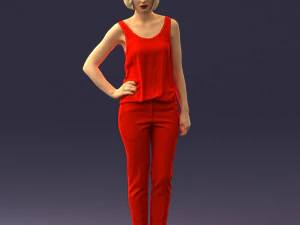 000538 Elegant Woman in Red Outfit Fashion Female Character 3D Model