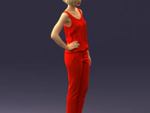 000538 Elegant Woman in Red Outfit Fashion Female Character 3D Model