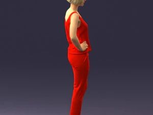 000538 Elegant Woman in Red Outfit Fashion Female Character 3D Model