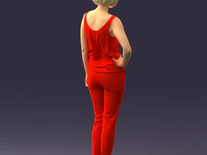 000538 Elegant Woman in Red Outfit Fashion Female Character 3D Model