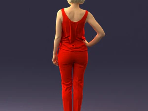 000538 Elegant Woman in Red Outfit Fashion Female Character 3D Model