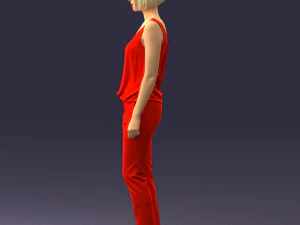 000538 Elegant Woman in Red Outfit Fashion Female Character 3D Model