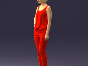 000538 Elegant Woman in Red Outfit Fashion Female Character 3D Model