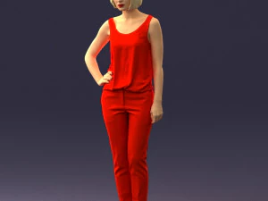 000538 Elegant Woman in Red Outfit Fashion Female Character 3D Model