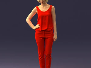000538 Elegant Woman in Red Outfit Fashion Female Character 3D Model