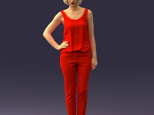 000538 Elegant Woman in Red Outfit Fashion Female Character 3D Model