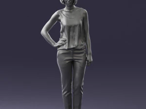000538 Elegant Woman in Red Outfit Fashion Female Character 3D Model
