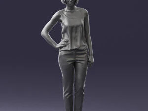 000538 Elegant Woman in Red Outfit Fashion Female Character 3D Model