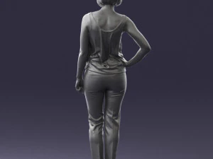 000538 Elegant Woman in Red Outfit Fashion Female Character 3D Model