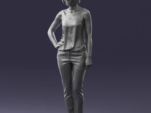 000538 Elegant Woman in Red Outfit Fashion Female Character 3D Model
