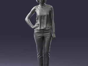000538 Elegant Woman in Red Outfit Fashion Female Character 3D Model
