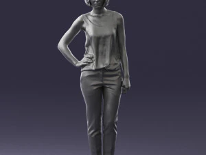 000538 Elegant Woman in Red Outfit Fashion Female Character 3D Model