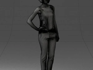 000538 Elegant Woman in Red Outfit Fashion Female Character 3D Model