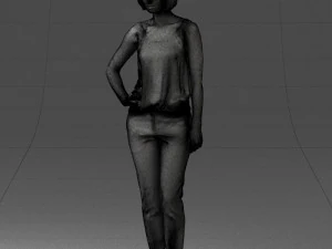 000538 Elegant Woman in Red Outfit Fashion Female Character 3D Model