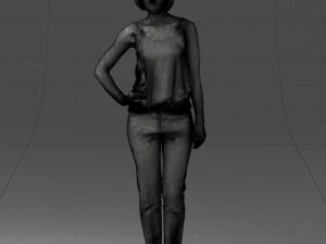 000538 Elegant Woman in Red Outfit Fashion Female Character 3D Model