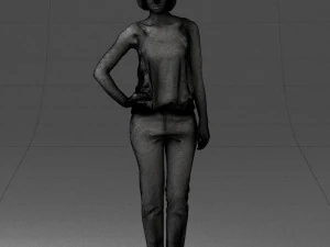 000538 Elegant Woman in Red Outfit Fashion Female Character 3D Model