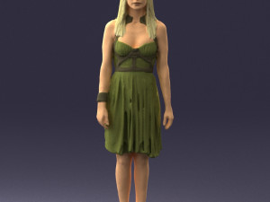 woman in green dress 0204 Model 3D