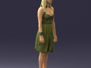 woman in green dress 0204 Model 3D