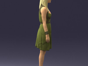 woman in green dress 0204 Model 3D