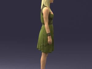 000540 Woman in Green Dress Natural Female Character 3D Model