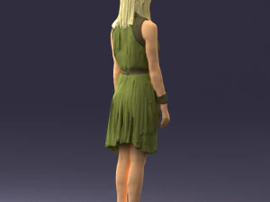 000540 Woman in Green Dress Natural Female Character 3D Model