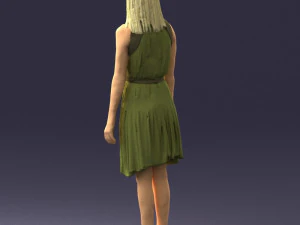 000540 Woman in Green Dress Natural Female Character 3D Model