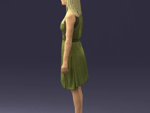 000540 Woman in Green Dress Natural Female Character 3D Model