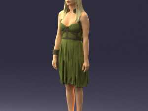 woman in green dress 0204 Model 3D