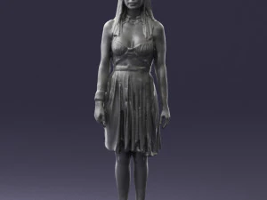 000540 Woman in Green Dress Natural Female Character 3D Model
