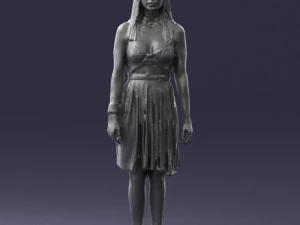 000540 Woman in Green Dress Natural Female Character 3D Model