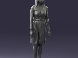 000540 Woman in Green Dress Natural Female Character 3D Model
