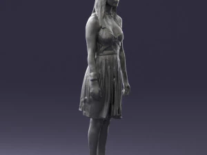 000540 Woman in Green Dress Natural Female Character 3D Model