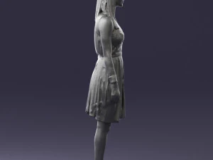 000540 Woman in Green Dress Natural Female Character 3D Model