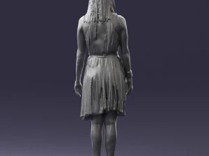 000540 Woman in Green Dress Natural Female Character 3D Model