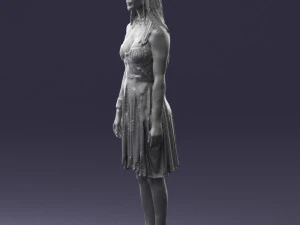 000540 Woman in Green Dress Natural Female Character 3D Model
