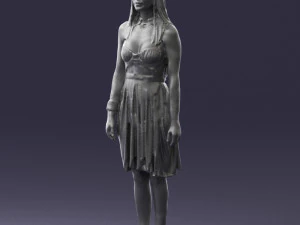 000540 Woman in Green Dress Natural Female Character 3D Model