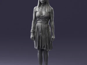 000540 Woman in Green Dress Natural Female Character 3D Model
