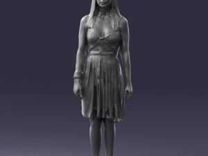 000540 Woman in Green Dress Natural Female Character 3D Model