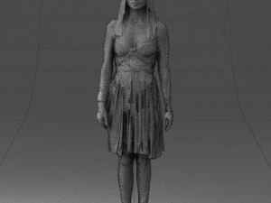 000540 Woman in Green Dress Natural Female Character 3D Model