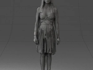 000540 Woman in Green Dress Natural Female Character 3D Model