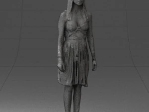 000540 Woman in Green Dress Natural Female Character 3D Model